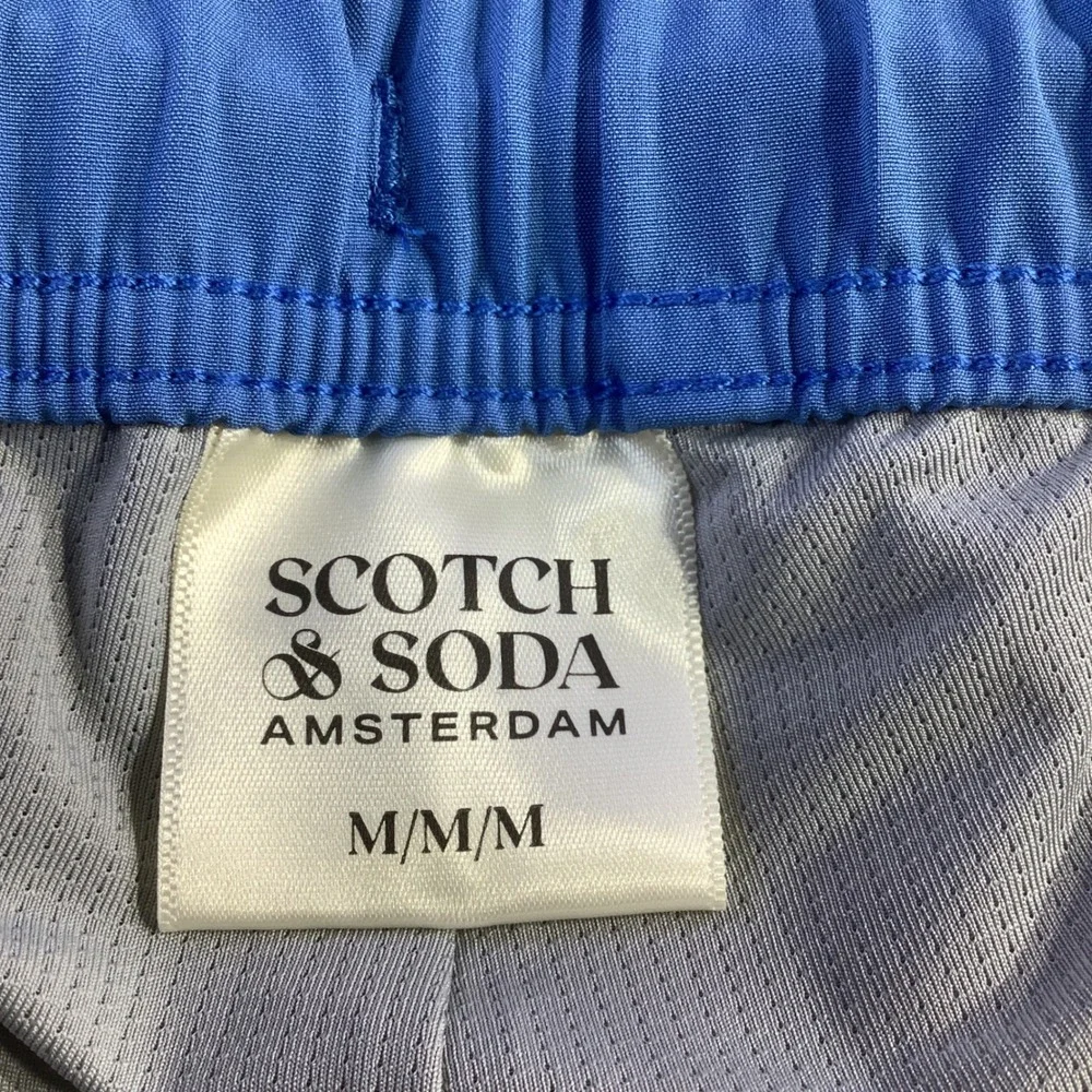 Scotch & Soda Mens Volley Swim Shorts Polaroid Print White Blue Size M NWT